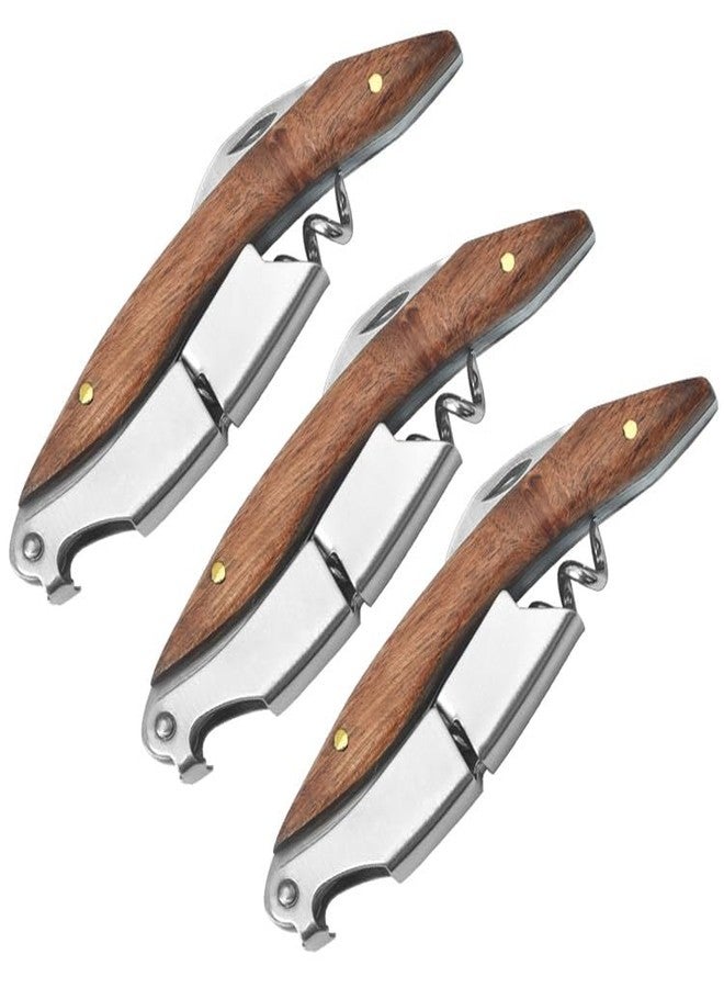 Kit-Home Professional Waiter Corkscrew Wine Key for Bartenders Set of 3,With Long Rosewood Handle Stainless Steel Handle Wine Opener for Bar Restaurant Waiters, Sommelier, Bartend (Long Rose Wood 3 Packs) - Image 1